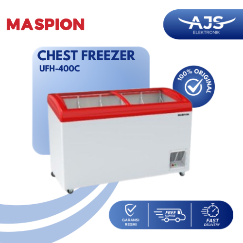 MASPION UFH 400 C CHEST FREEZER BOX 400 LITER LEMARI PEMBEKU SLIDING