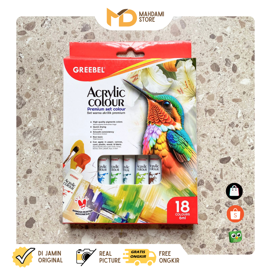 

Greebel - Acrylic Colour 6 ml / Cat lukis Akrilik / Acrylic Paint Color / Cat Melukis