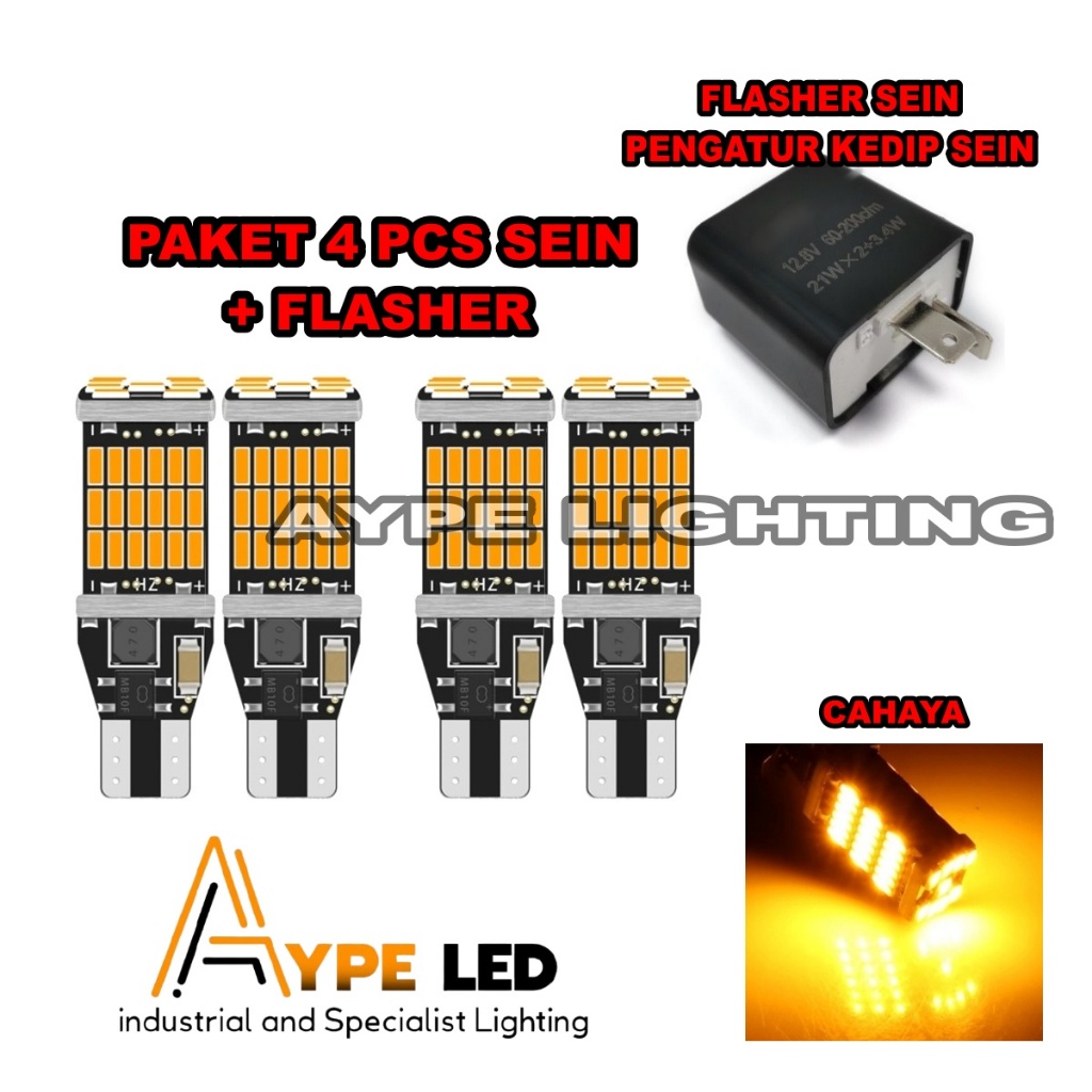 Paket Complit Sein T10 T15 SuperTerang 45 Titik Led Dajjal Plus Flasher Sein Sein Motor Universal