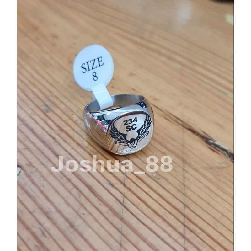 Cincin Titanium Silver Custom Ukir Logo PP 234Sc Bisa Pesan Gambar Logo Sendiri