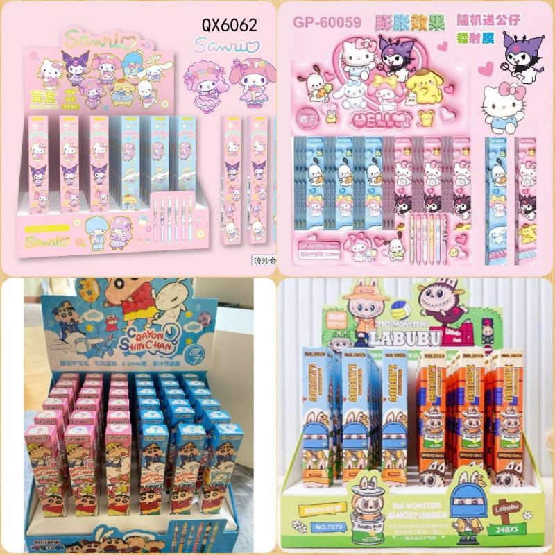 

Pulpen Blind Box Sanrio Kuromi Cinamorol Sinchan Labubu RANDOM / Pen Blind Box Secret