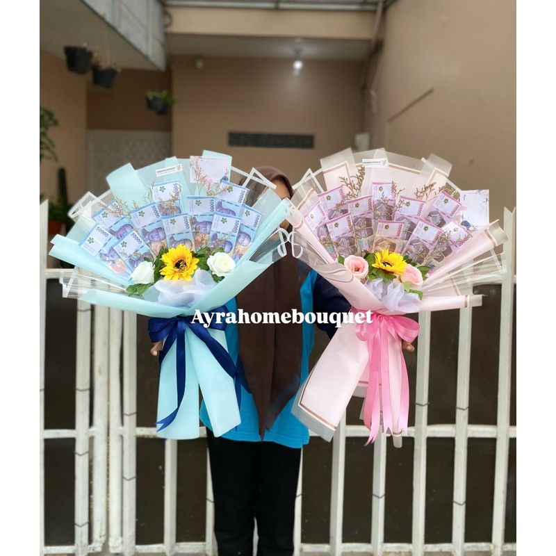 [10 JUMBO] Kerangka Money Bouquet Buket Bunga Uang Kosong isi 10 Lembar JUMBO Free Kartu Ucapan Koso
