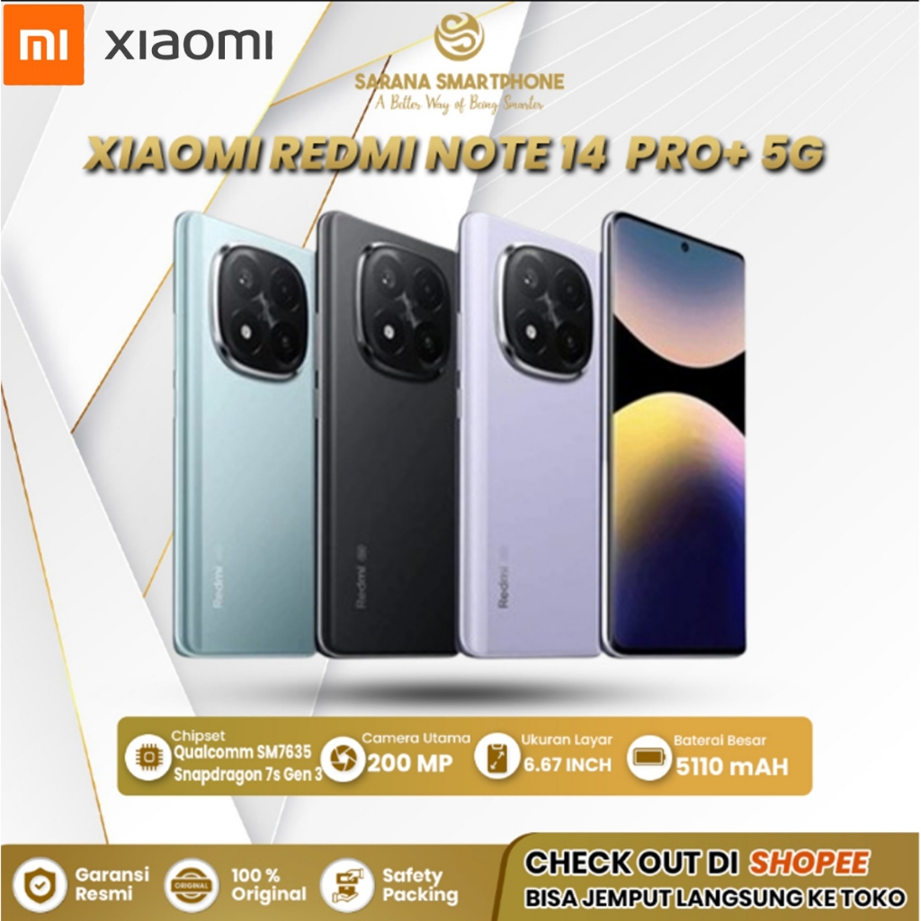 Xiaomi Redmi Note 14 Pro+ 5G 8/256GB 12/512GB Hp Gaming Android Terbaru Original Garansi Resmi