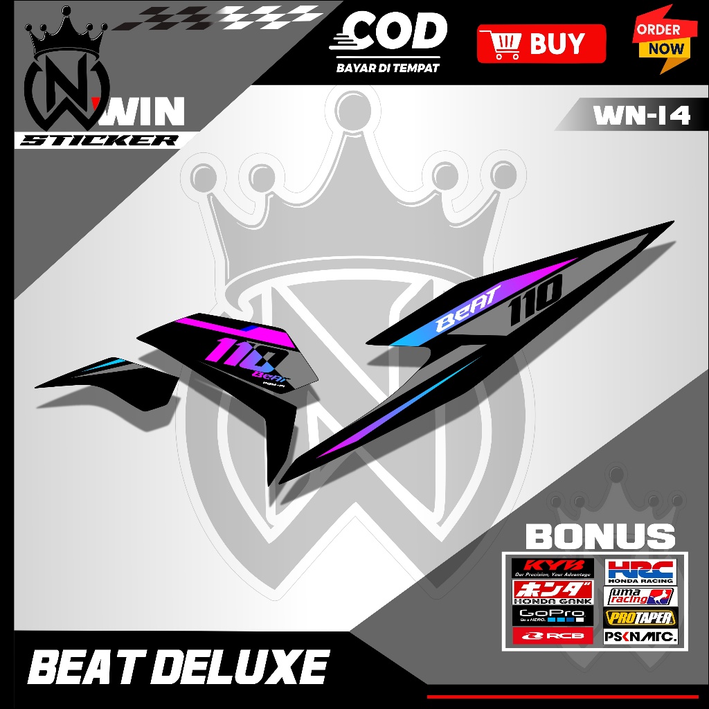 Sticker Motor Beat Deluxe Street - Striping Beat Street 2020-2023 Simple Rainbow Desain