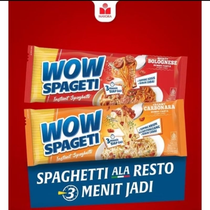 

Mayora WOW Spaghetti Instant Creamy Carbonara 88gr / Meaty Bolognese 84gr