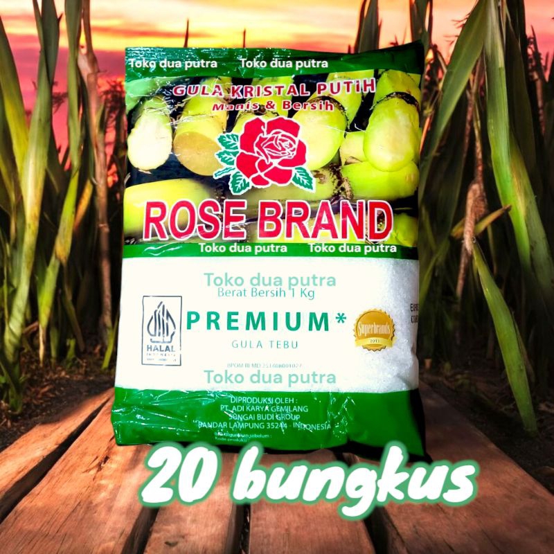 

Gula Rose brand 1 kg X 20 pcs / Gula putih premium Rose brand 1 kg / Gula rose brand putih / Gula murah / Gula packan 1 kg / Gula premium