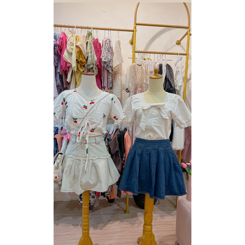 blouse crop top dress one set