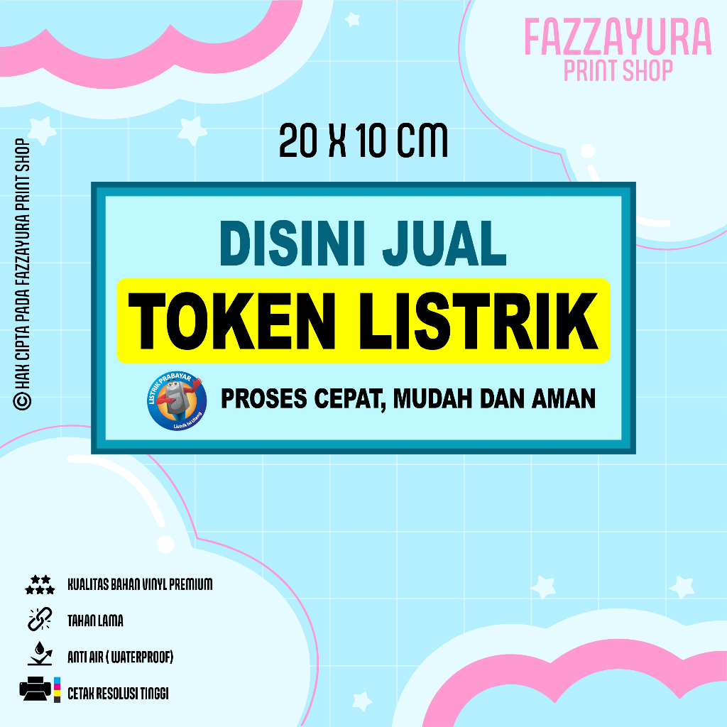 

STICKER DISINI JUAL TOKEN LISTRIK 20 X 10 CM