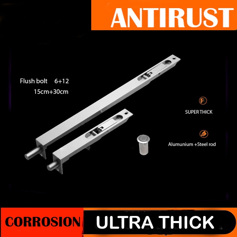 Grendel Tanam Flush Bolt/ DELILE/Stainless Steel/Pengunci Dua pintu/pintu grendel pintu panjang