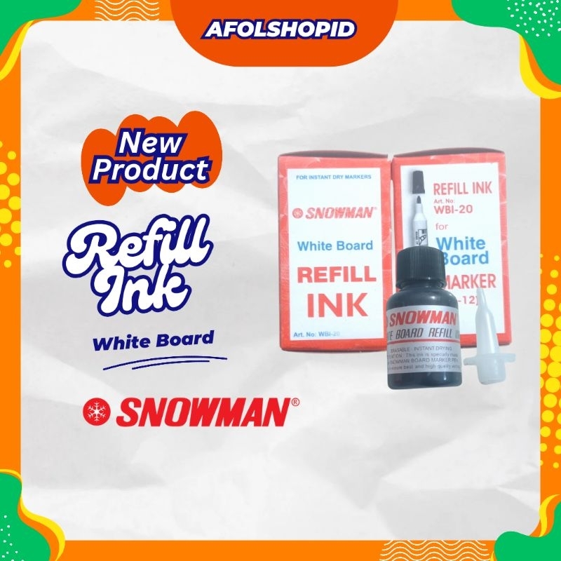 

Refill Tinta Whiteboard Marker Snowman – Ink Refill Spidol White Board 20ml – Hitam