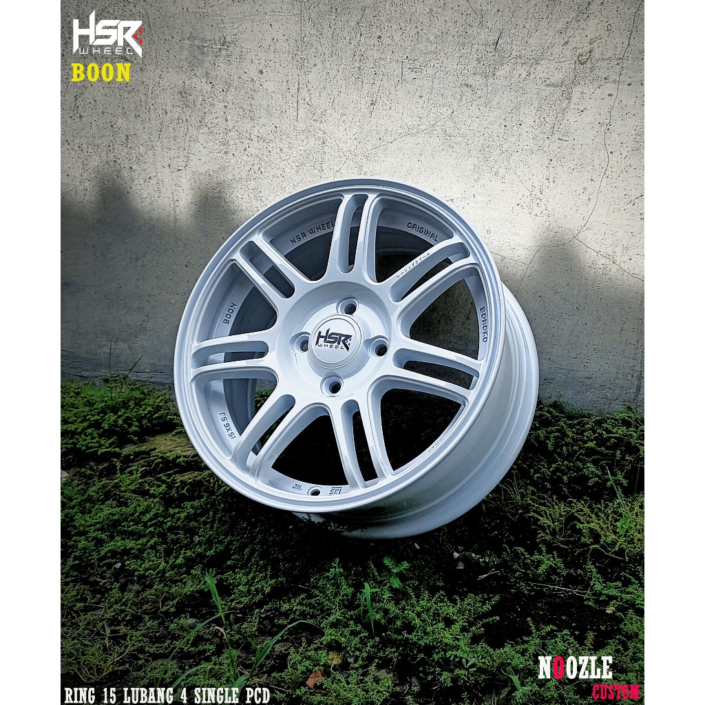 Velg Mobil Warna Putih tulang Ring 15 Bukan Enkei Pelek Racing r15 HSR type Boon Lubang 4 Single Pcd