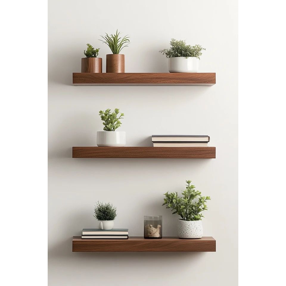 Rak Ambalan Dinding Minimalis Aesthetic 80x20 Ambalan Kayu Melayang tebal 2cm - Warna Putih & Kayu