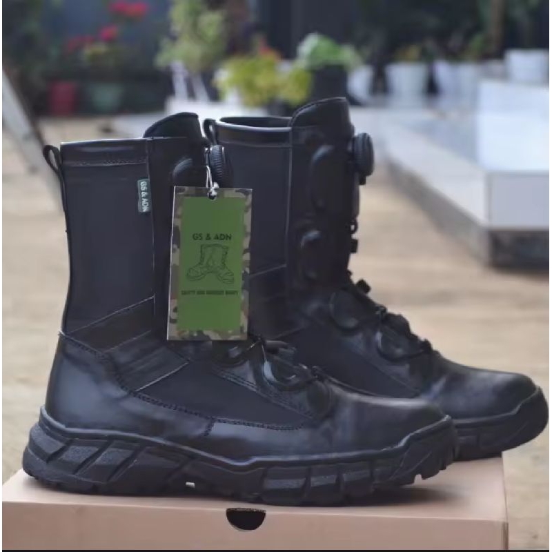 SEPATU PDL TNI AD MODEL EXTRACT TALI PUTAR FULL KULIT ASLI Pria Hitam Polri