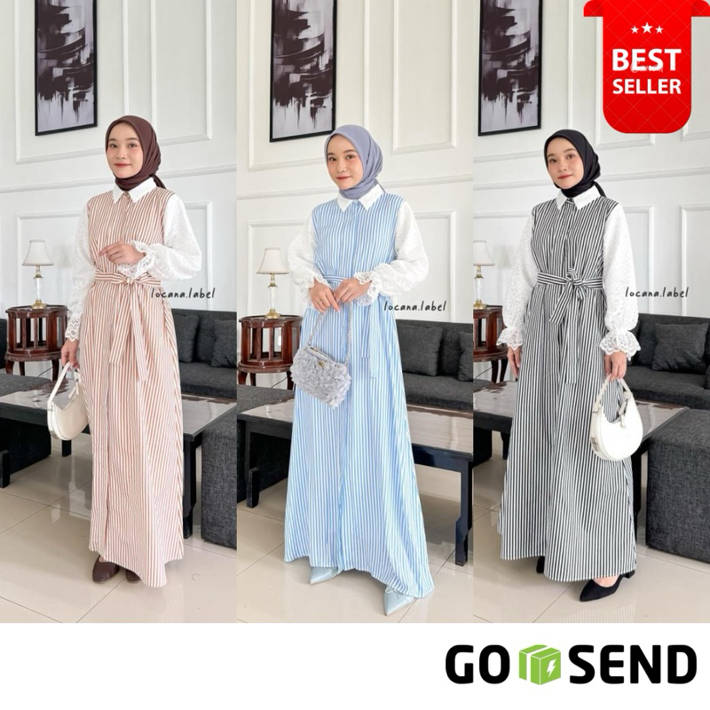 LAURA JENA AZKIA ABAYA ANKLE DRESS AZNA ABAYA by Locana Gamis / dress abaya gamis kondangan baju kon