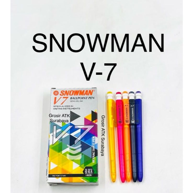 

Pulpen Snowman V-7 PEN, PENA, bolpoin, Ballpoint , Pulpen Cetek V7, warna hitam