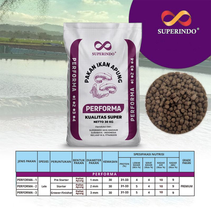PELET PAKAN IKAN LELE (PERFORMA) 30kg - PERFORMA 1