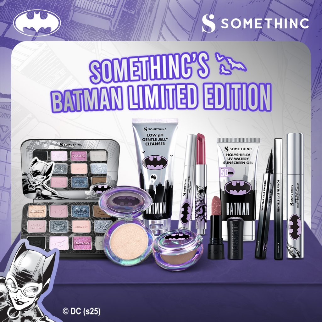 SOMETHINC Batman Series - Ceraplump Tinted Lip Balm, Low pH Gentle Jelly Cleanser, Tipsy Lashlift Ma