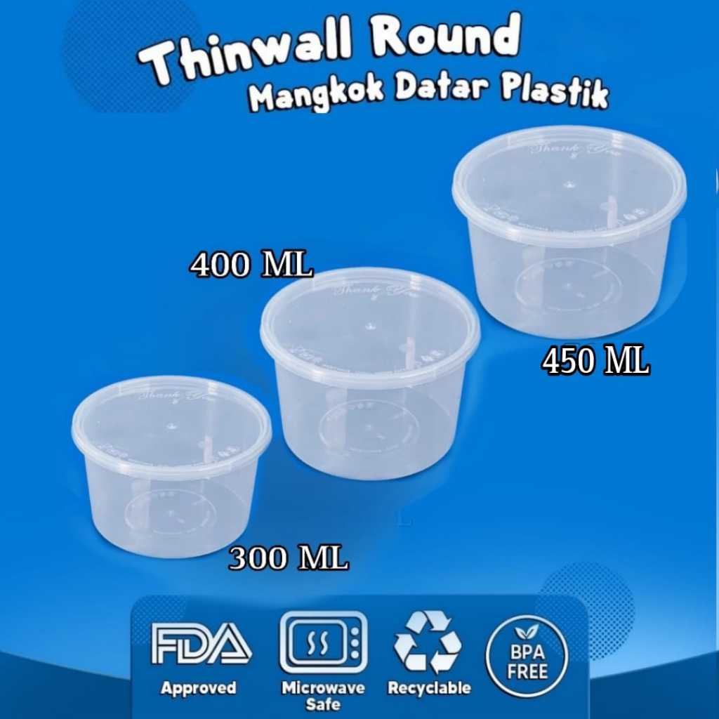(Eceran) Thinwall Klir Bulat Thinwall Klir Round 300ml 400ml 450ml Kotak Makan Bento
