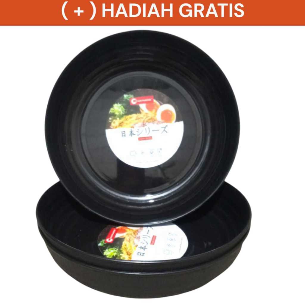 1.LUSIN PIRING MAKAN PLASTIK ULIR TEBAL WARNA HITAM MERK CLIO / PIRING PLASTIK ULIR