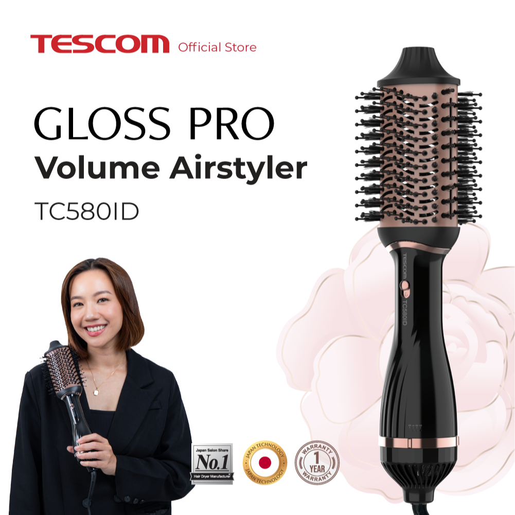 Tescom Gloss Pro 2in1 Volume Airstyler - Hair Dryer / Sisir Angin Blow & Pengering Rambut TC580ID