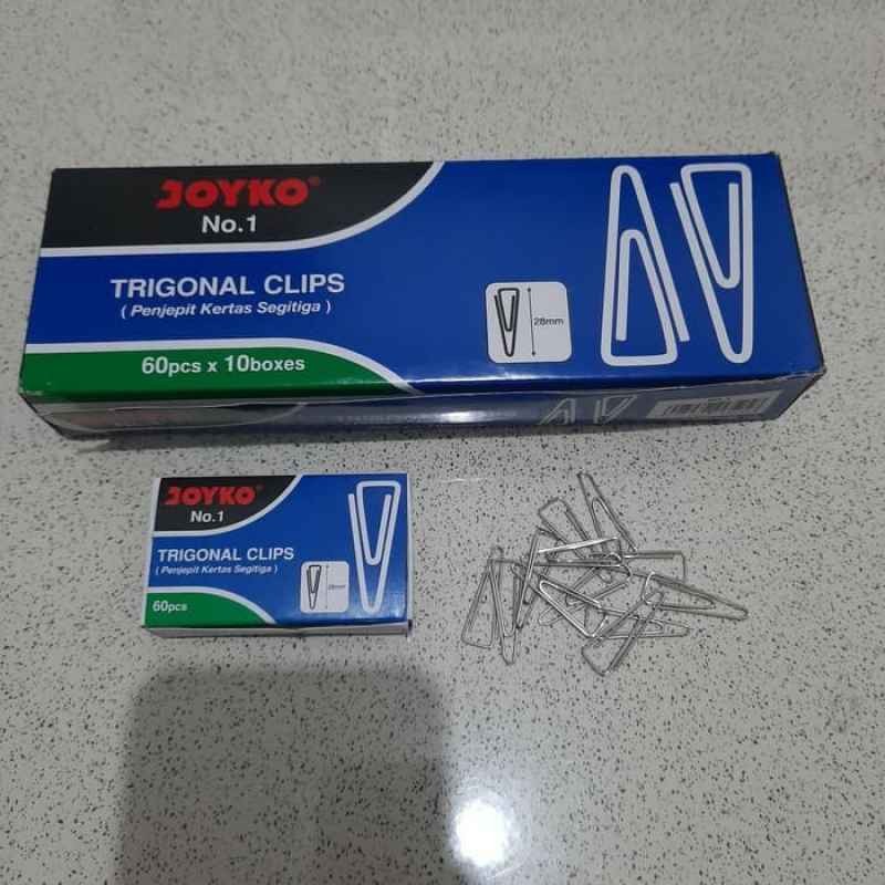 

Trigonal Clip / Klip / Penjepit Kertas Joyko No.1 ( DUS KECIL) trigonal silver