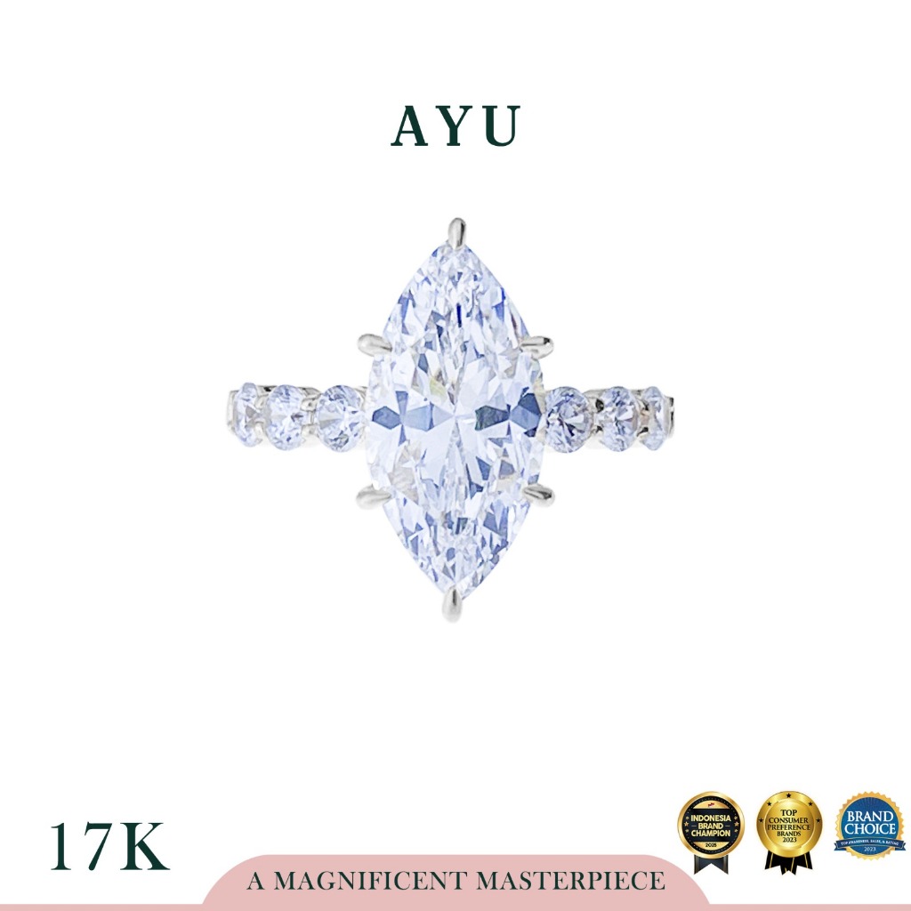 AYU Cincin Emas - The Ayu Selly Ring 17k White Gold