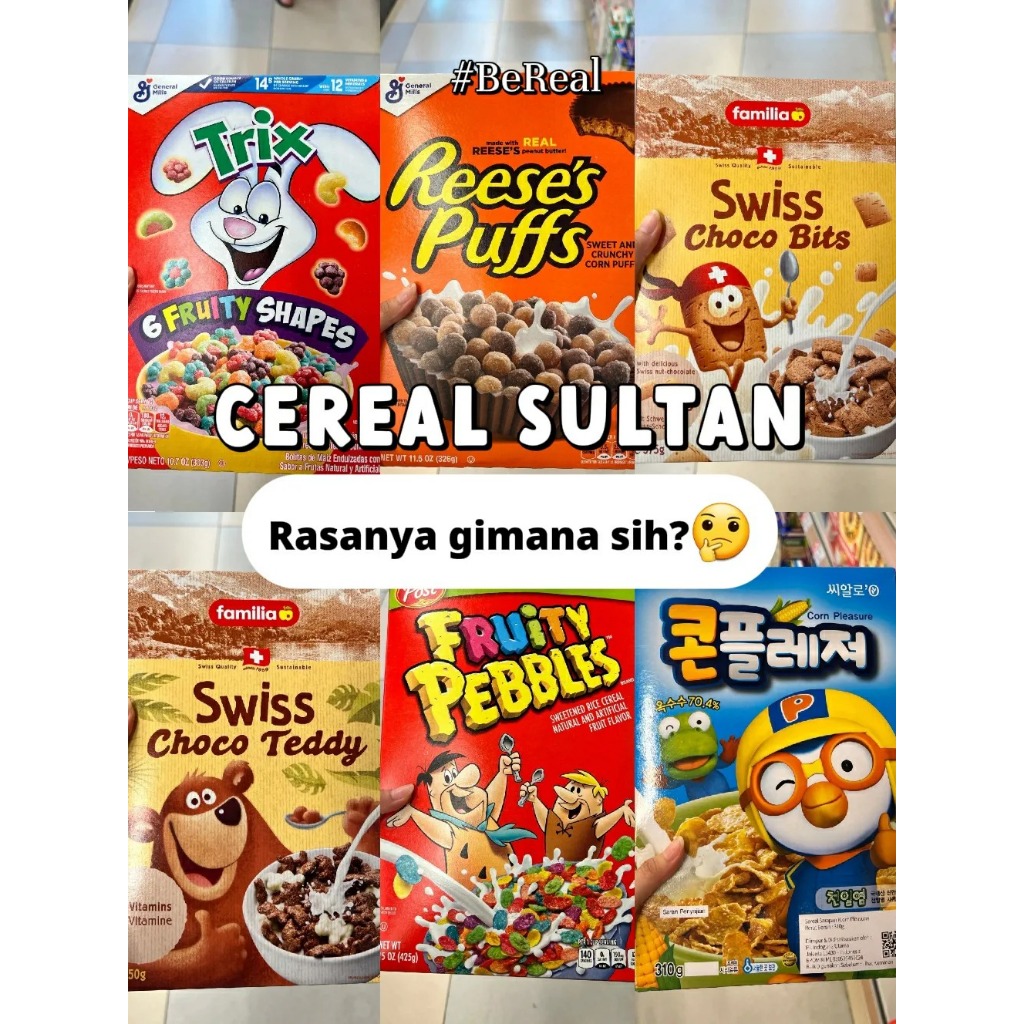 

Sereal Impor Cereal Post Raisin, Honey Comb Cocoa Pebble, Cookie Crisp, Nestle Golden Graham, General Mills Chex Corn Chocolate Oat Cheerios Cinnamon Apple Almond Original Trix Mystery, 6 Shape, Reese Puff, Kelloggs Apple Jacks, Pororo Flakes, 5 Grains,