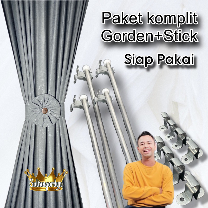 PAKET KUMPLIT Gorden kupu kupu tali ikat pita jendela minimalis tebal polos mewah variant warna satu