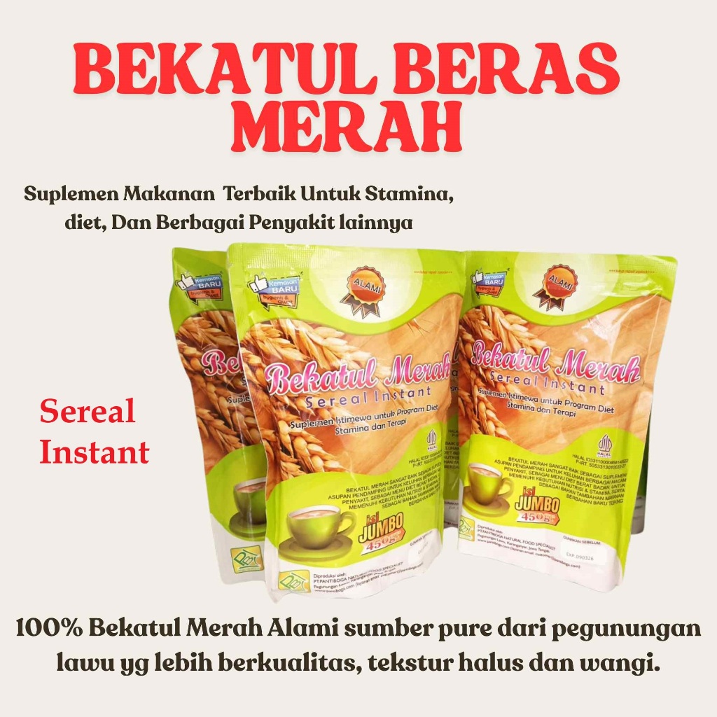 

Sereal Bekatul Beras Merah Siap Saji Diet Fiber ORIGINAL PANTIBOGA