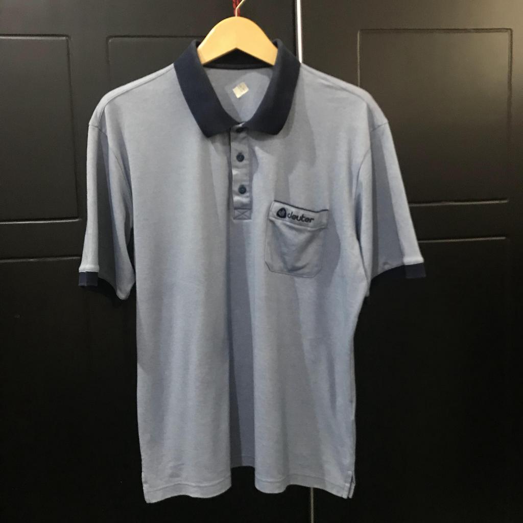kaos kerah deuter L biru laut