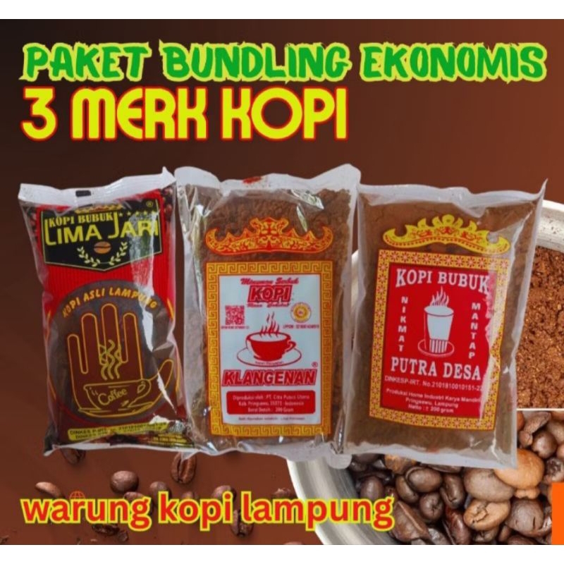

3 KOPI ROBUSTA LAMPUNG KLANGENAN,PUTRA DESA,LIMA JARI 100GR ekonomis