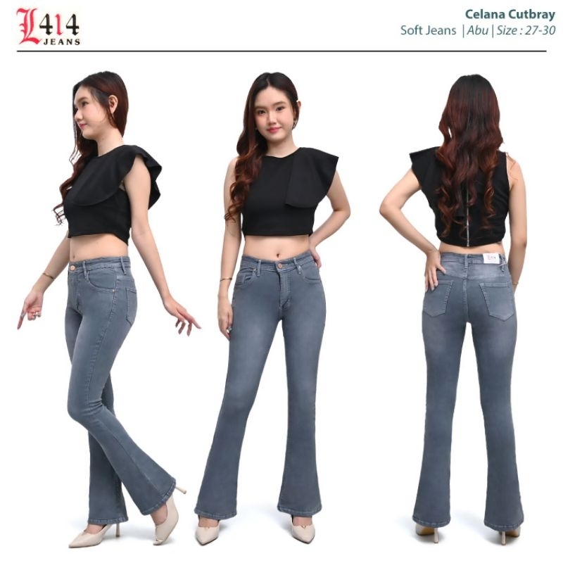 Hoou yee ,L414 woman Cutbray abu abu panjang size 27-30