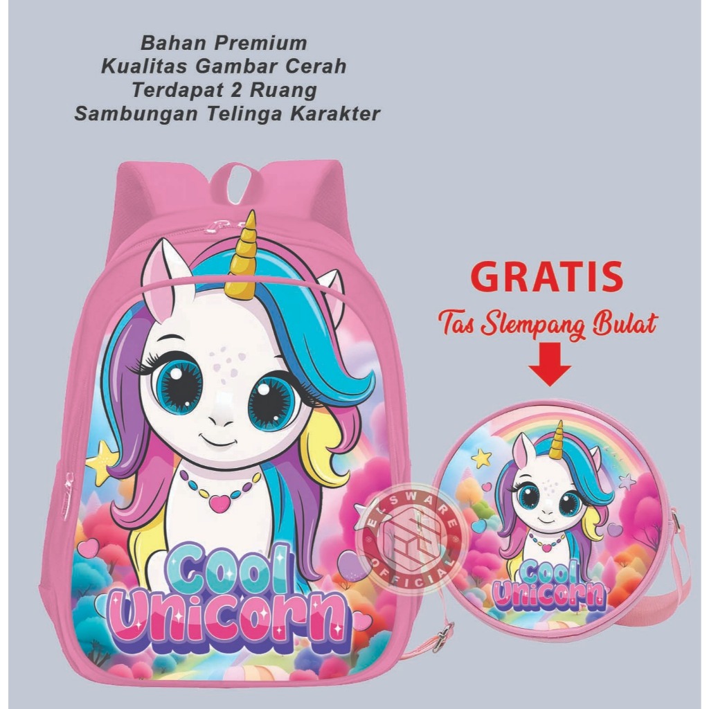 Tas Unicorn Tas Anak Perempuan TK Tas Ransel Anak Sekolah TK Tas Ransel Anak