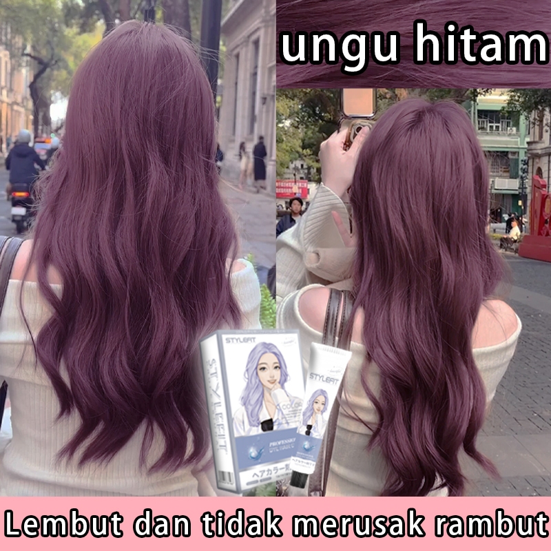 [Sama dengan NewJeans,ship locally]STYLE FIT ungu hitam cat rambut 200ml,Tanpa bleach,Cat cepat, war
