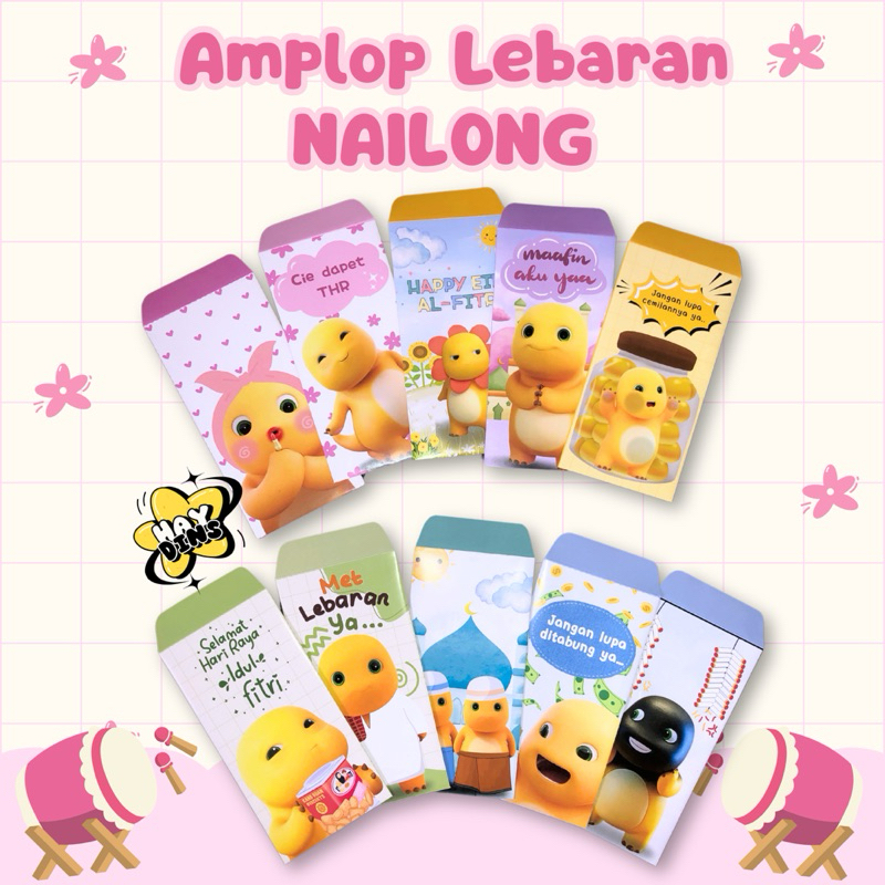 

Amplop Lebaran Dino Kuning nailong lucu custom murah