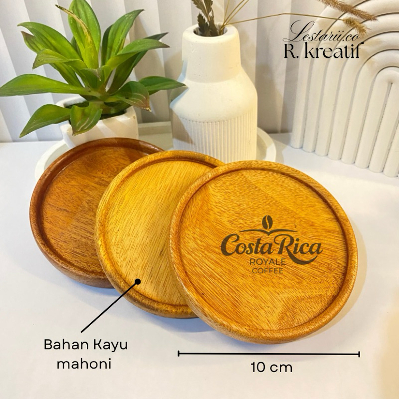[Free Grafir] Tatakan gelas kayu mahoni / Alas cangkir / Coaster / Custom coaster / Hampers Kayu