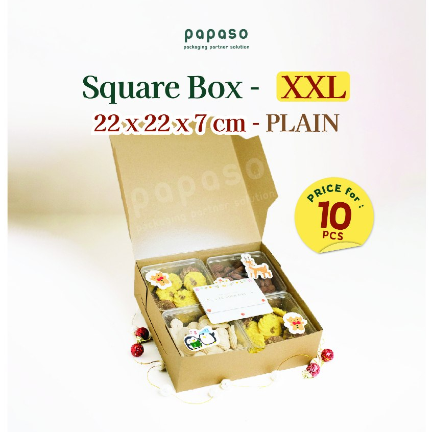 

Box Kue / Box Nasi / Kotak (SB-XXL-PLAIN) Kraft Full Laminating 1 Sisi (Min. Order 1pack/10pcs)