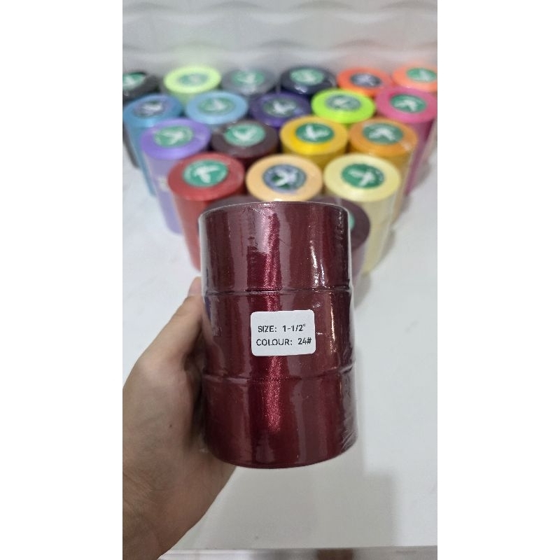 

UM1 PITA SATIN UKURAN 4CM 1 1/2inch 1ROLL ART CRAFT DIY PITA KADO hampers bucket bouqet buket bunga
