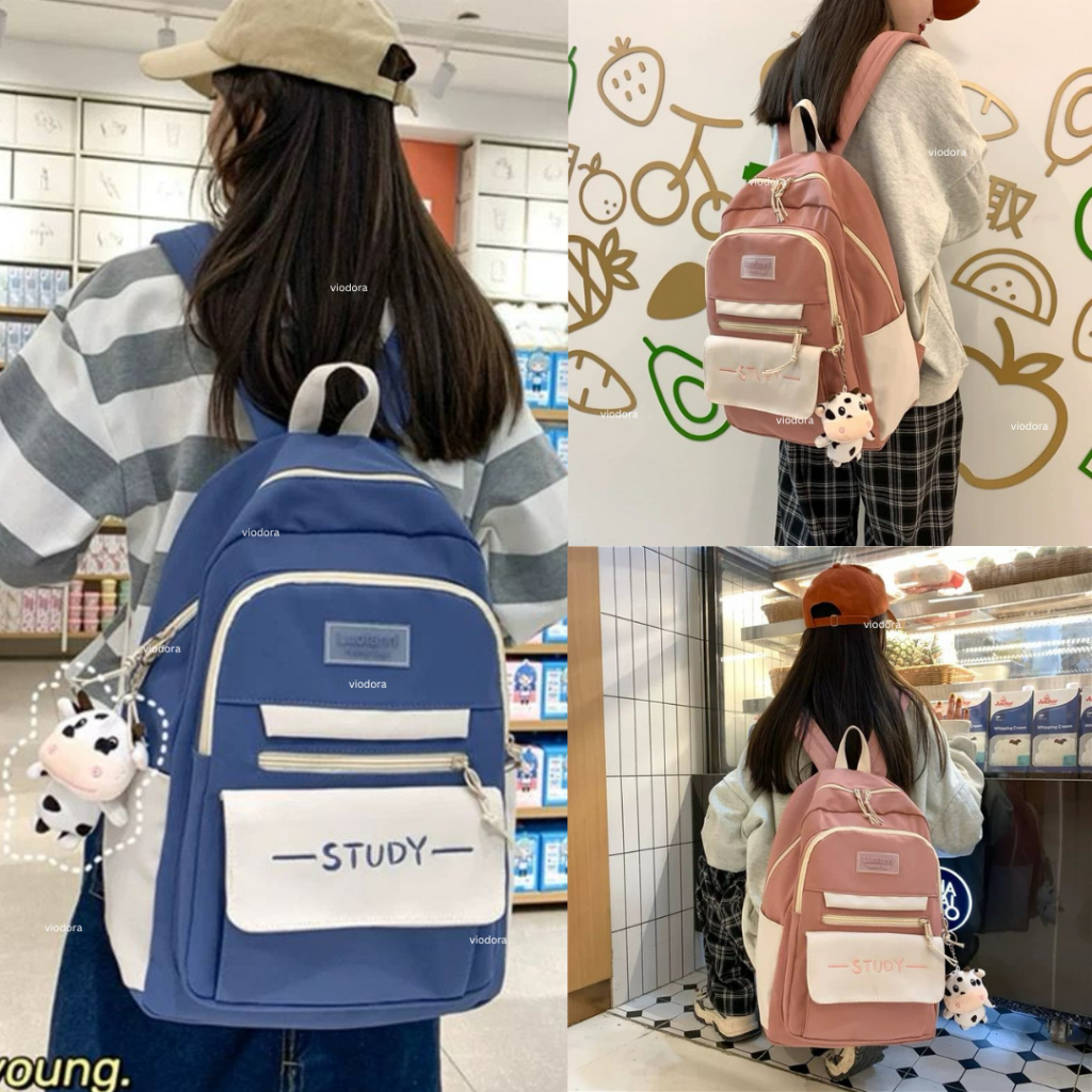 Viodora - Casey Tas Wanita Tas Backpack Travel Kuliah Sekolah Trend Kantor Ransel Wanita Laptop