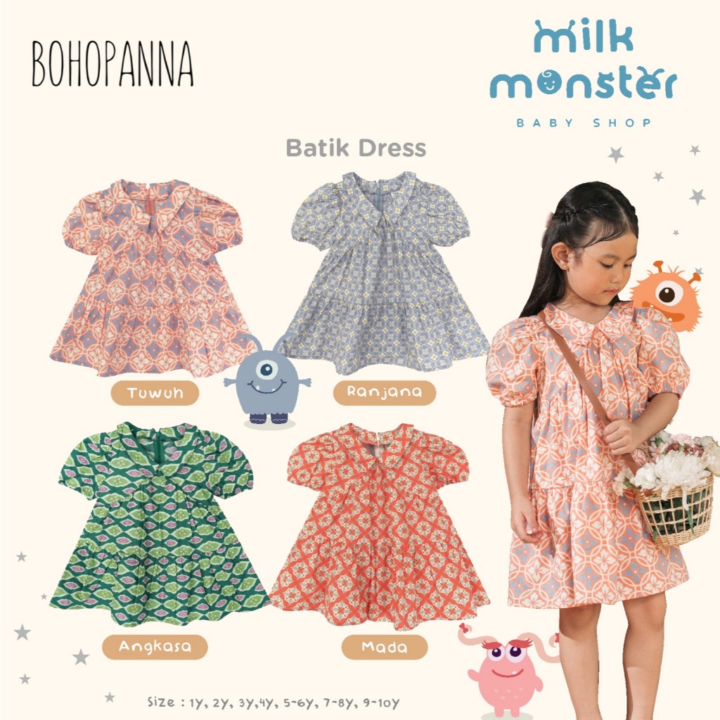 Batik Dress Anak Bohopanna Katun Nyaman Pilihan Warna Angkasa Mada Ranjana Tuwuh