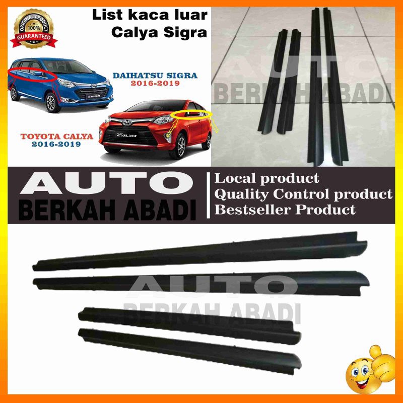 pelipit kaca/list kaca calya sigra 1set 4pcs (weather strip karet list luar calya sigra)