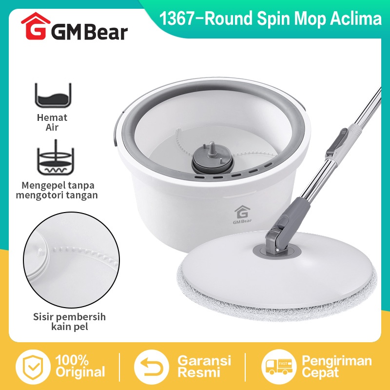 GM Bear Alat Pel Lantai Putar Otomatis Tanpa Peras 1367 - Spin Mop Pel Pelan Lantai