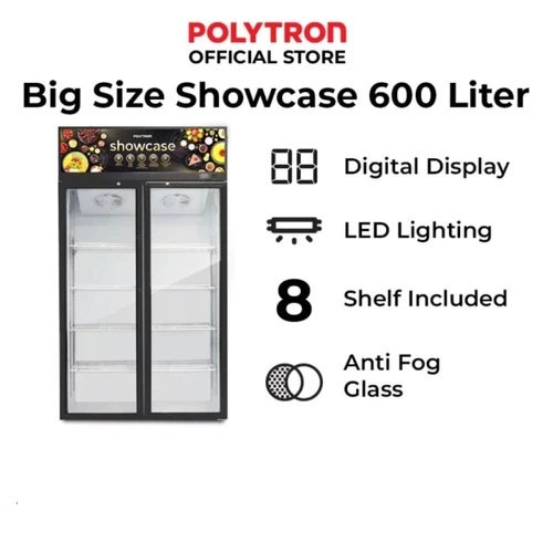 Showcase Display Cooler POLYTRON 2 PINTU 4 RAK SCN 610  Garansi Resmi