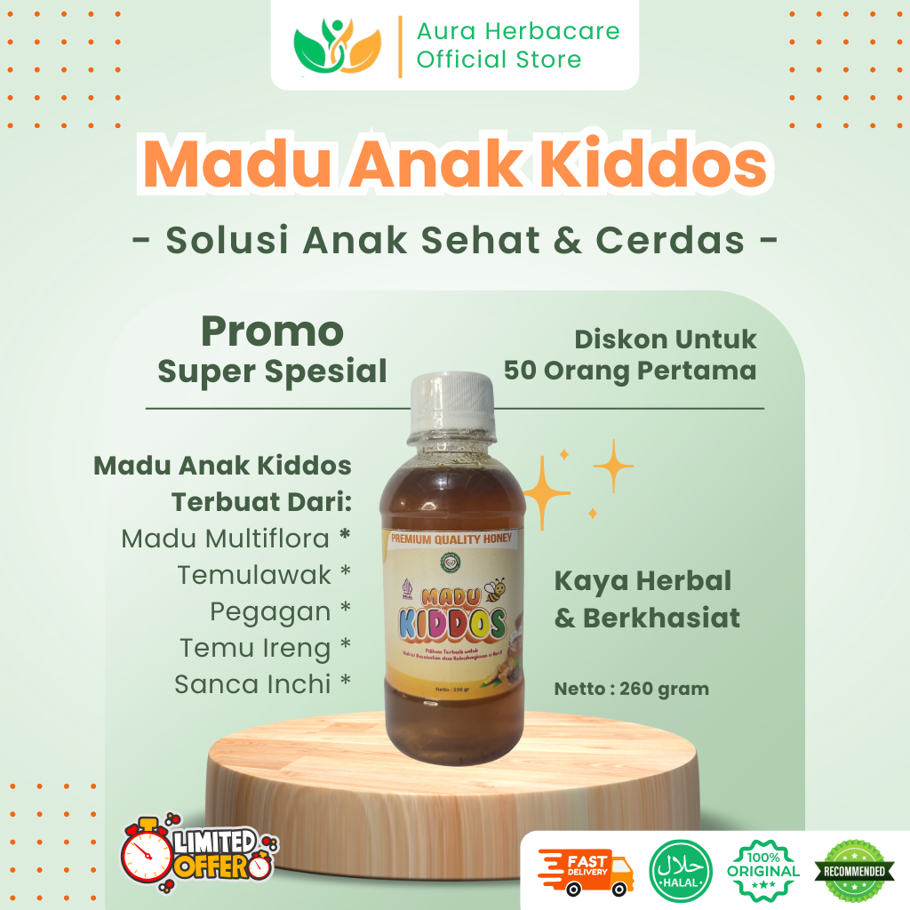 

Madu Sehat Anak (Kiddos) - Meningkatkan Imunitas & Kecerdasan Otak Anak