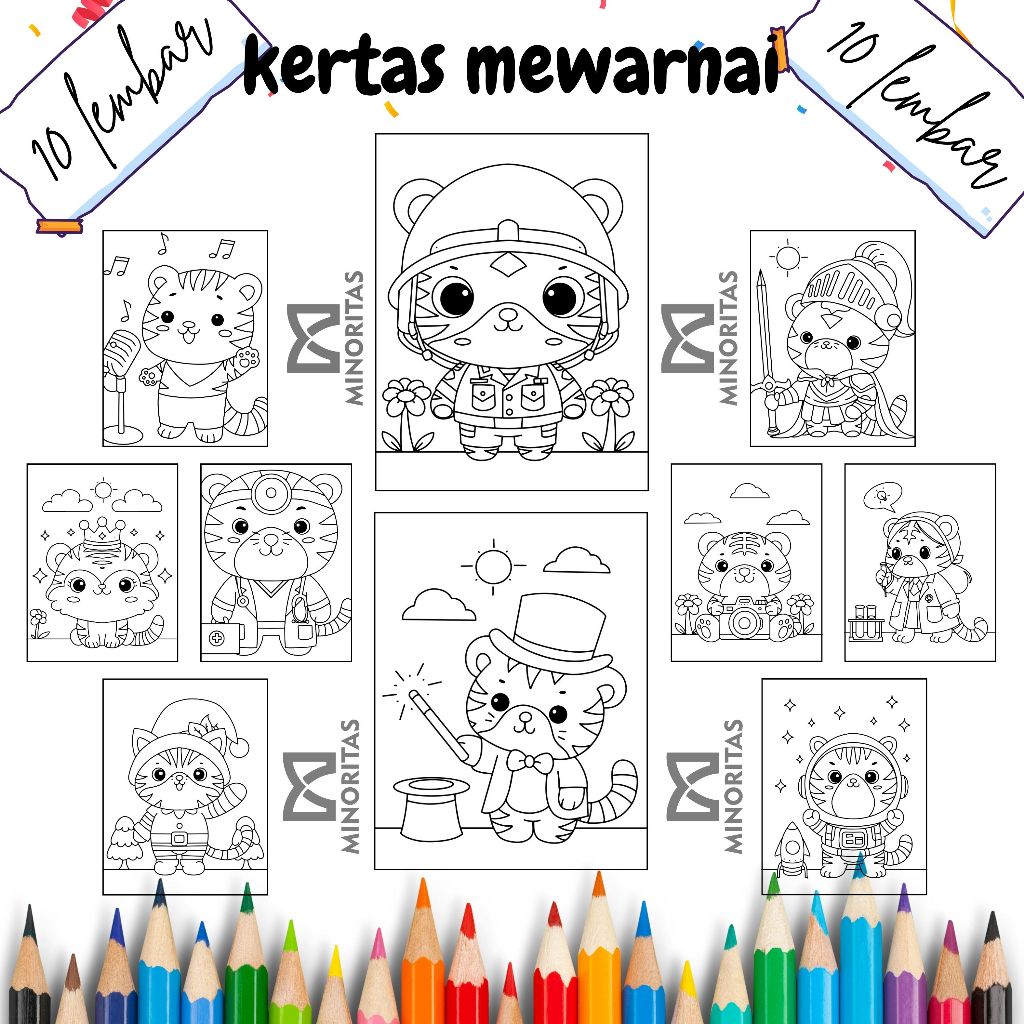 

10 Lembar Kertas Mewarnai Kucing A (TERMURAH DI SHOPEE) Tebal 80 gsm
