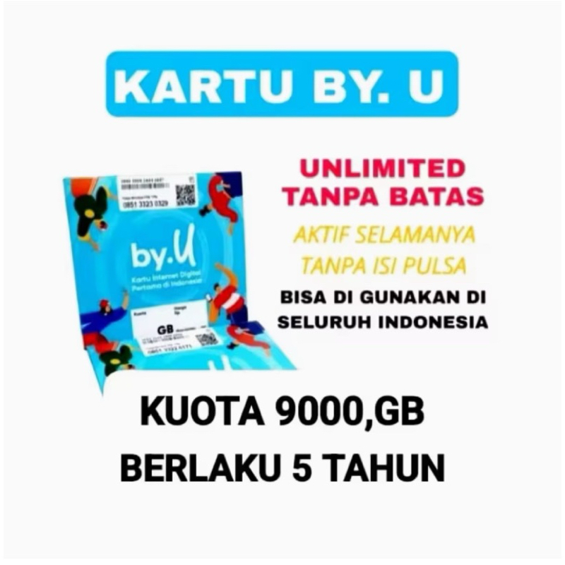 BAYAR DI TEMPAT Promo diskon awal tahun Kartu By.U Full Unlimited Tanpa Batas Kuota 9000,GB Selama 5