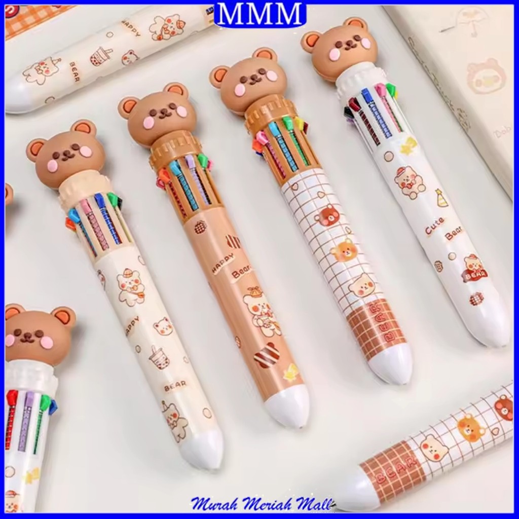 

MMM Pena Mekanik 10 Warna Karakter Bear Pulpen Gel 10 Warna Warni Alat tulis ATK Sekolah Kantor