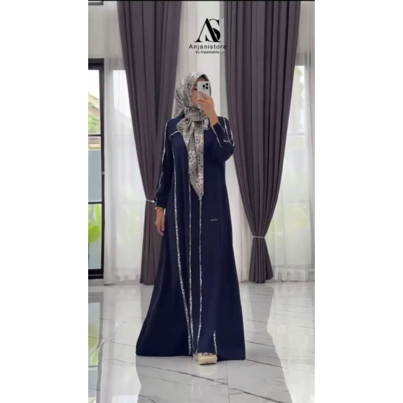 Gamis Anjani Set Hijab Navy