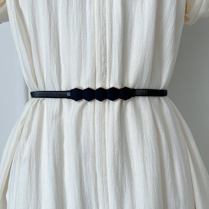 VENDI - Ikat Pinggang Wanita Belt Karet Elastis Besi Sabuk Gesper Thin Waist Chain Aksesoris "BUR"