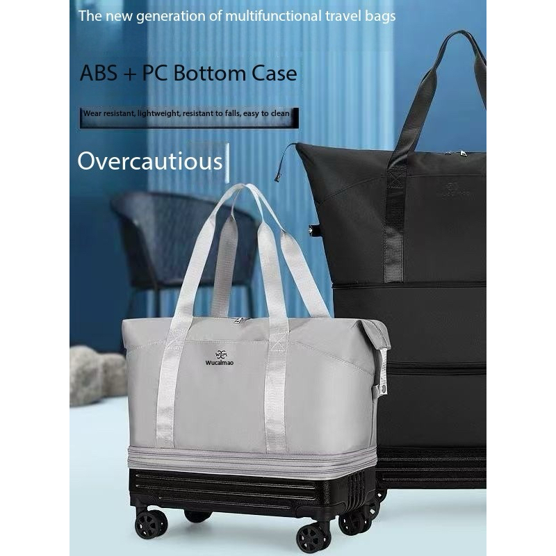 RURUI - Tas travel semi koper bahan keras berkapasitas besar duffel bag, tas katrol jarak jauh dan p